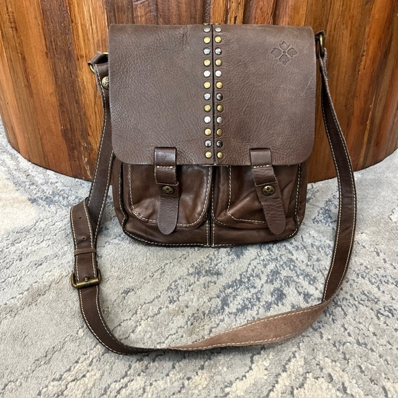 Patricia Nash ARMENO Chocolat Brown Italian Leather Crossbody Messenger Bag - Picture 1 of 11